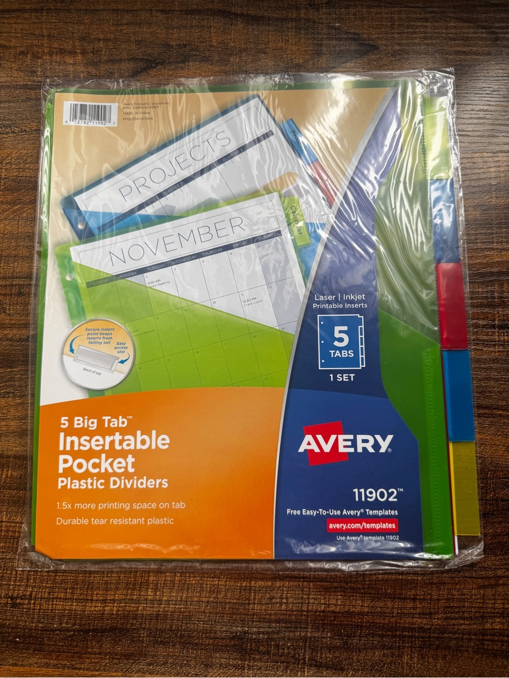 Avery 5 Big Tab Insertable Pocket Plastic Dividers Multicolor Sealed